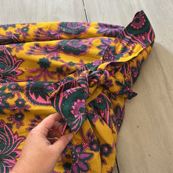 Vtg Gisella Heinemann Yellow Pink Purple Paisley Full Length Wrap Skirt Sz S M - Picture 4 of 9